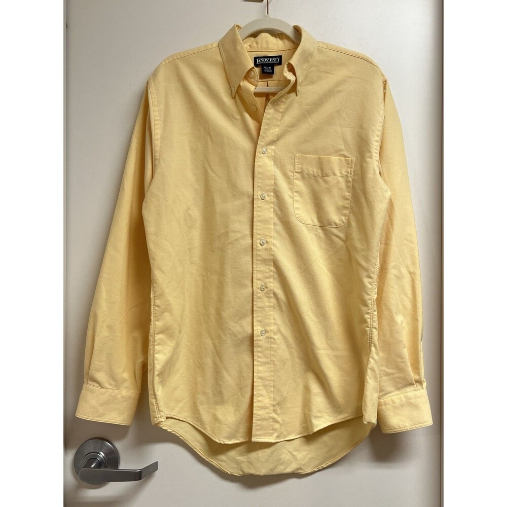 Lands End Men's 15.5-35 Regular Original Collared Button Down Yellow Shirt